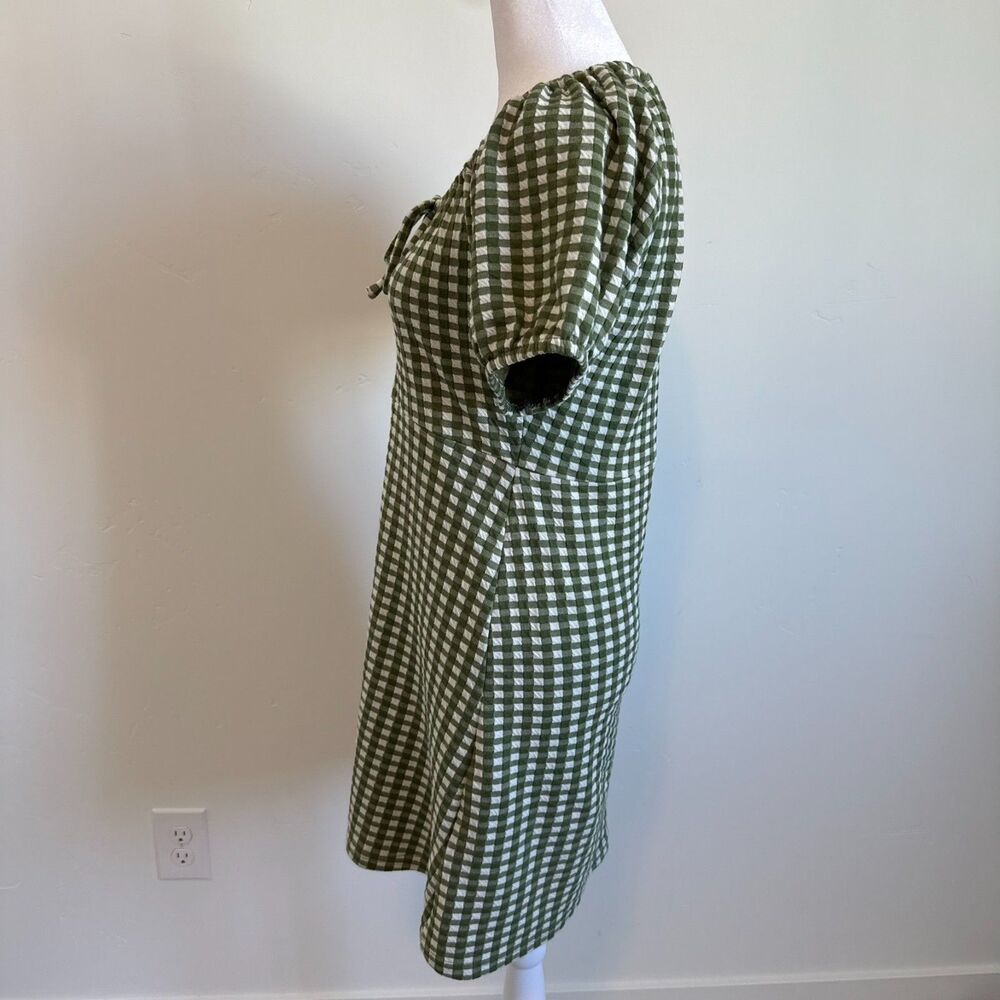 Madewell Jacquard Puff-Sleeve Mini Dress Gingham Check Womens Size S - Picture 6 of 13